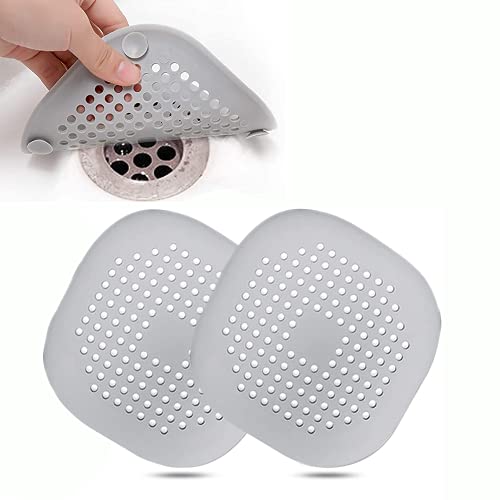 2 Stück Abflusssieb Silikon, Abflusssieb Dusche Haarfänger Badewanne Abflussabdeckung, Abflusssieb für Badezimmer Badewanne und Küche (2 Grau) von CCLKHY