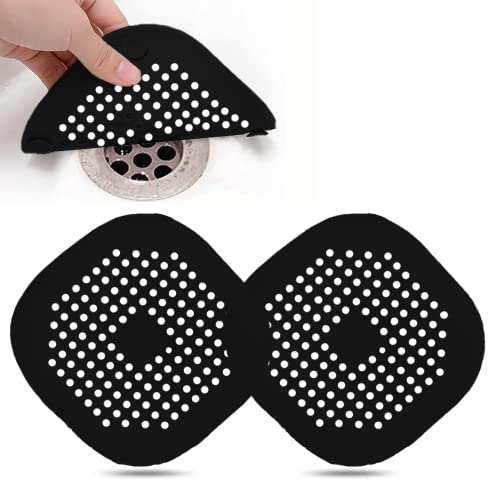 2 Stück Abflusssieb Silikon, Abflusssieb Dusche Haarfänger Badewanne Abflussabdeckung, Abflusssieb für Badezimmer Badewanne und Küche(Schwarz) von CCLKHY