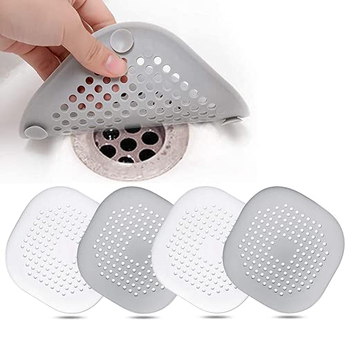 4 Stück Abflusssieb Silikon, Abflusssieb Dusche Haarfänger Badewanne Abflussabdeckung, Abflusssieb für Badezimmer Badewanne und Küche von CCLKHY