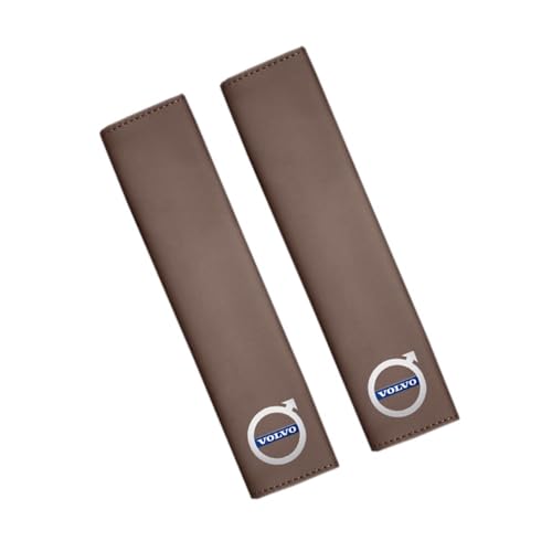 CCOZD 2 Stück Auto Sicherheitsgurt Pads Für Volvo S60 S90 XC40 XC60 XC90 Leder Schützen Schulter Sicherheitsgurt Abdeckung Schutz Emblem Zubehör,Coffee von CCOZD