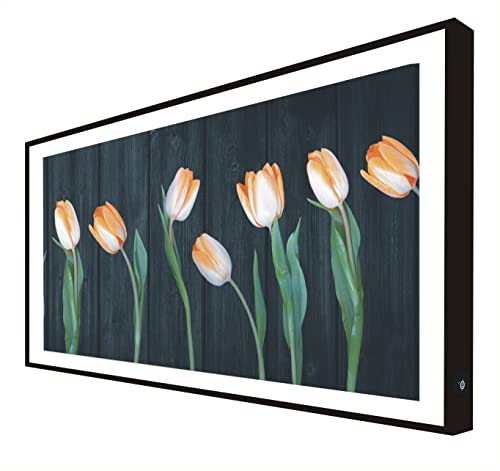 Bild mit Holzrahmen, schwarz lackiert, mit LED-Licht, Blumen, Tulpenmuster von CCRETROILUMINADOS