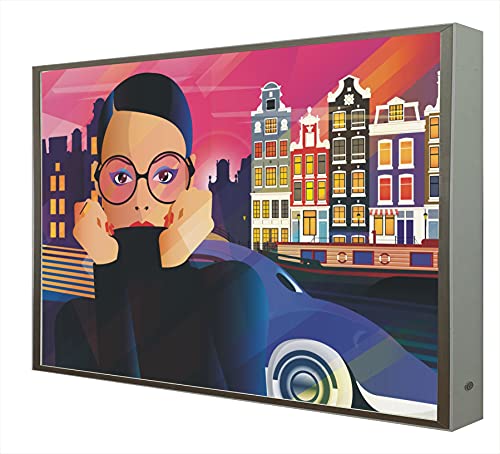 CCRETROILUMINADOS Bild mit Rahmen aus Holz, weiß lackiert, beleuchtet mit LEDs, Serie Pop Art Amsterdam von CCRETROILUMINADOS