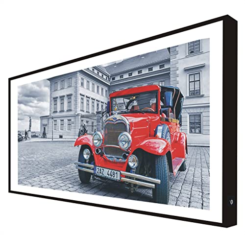 CCRETROILUMINADOS Bild mit Holzrahmen, schwarz lackiert, mit LEDs, Vintage-Auto von CCRETROILUMINADOS