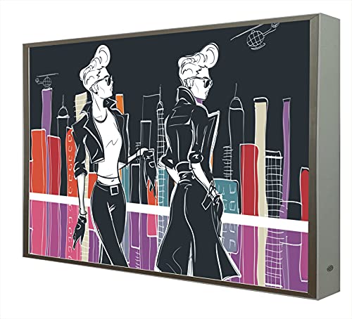 CCRETROILUMINADOS Bild mit Rahmen aus Holz, weiß lackiert, beleuchtet mit LEDs, Serie Pop Art, Modelle von CCRETROILUMINADOS