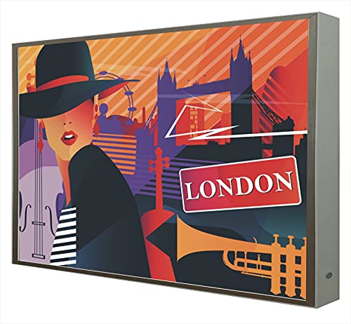 CCRETROILUMINADOS Bild mit Rahmen aus Holz, weiß lackiert, beleuchtet mit LEDs, Serie Pop Art: London CCRETROILUMINADOS Bild mit Rahmen aus Holz, weiß lackiert, beleuchtet mit LEDs, Serie Pop Art: London von CCRETROILUMINADOS