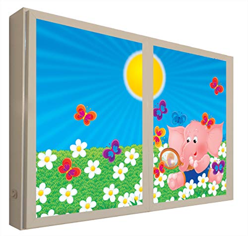 CCRETROILUMINADOS Kretroiluminado Elefant Rosa Fenster Falsas Kinder Bilder Dekoration Beleuchtet Methacrylat, Weiß, 60 x 80 von CCRETROILUMINADOS