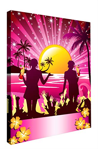 CCRETROILUMINADOS Sunset Party Bild mit LED-Beleuchtung, Methacrylat, Mehrfarbig, 80 x 60 von CCRETROILUMINADOS