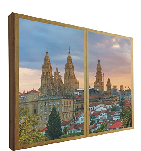 CCRETROILUMINADOS Falsche Fenster mit Licht LEDs Blick auf die Kathedrale von Santiago de Compostela 70 x 90 cm von CCRETROILUMINADOS