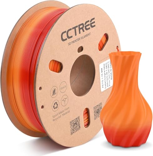 CCTREE PETG 3D Drucker Filament 1.75mm, 1kg Spool, Good Layer Adhesion High Toughness Gradient Color PETG Filament, Dimensional Accuracy +/- 0.03mm, Farbverlauf Orange bis Gelb CCTREE PETG 3D Drucker Filament 1.75mm, 1kg Spool, Good Layer Adhesion High Toughness Gradient Color PETG Filament, Dimensional Accuracy +/- 0.03mm, Farbverlauf Orange bis Gelb von CCTREE