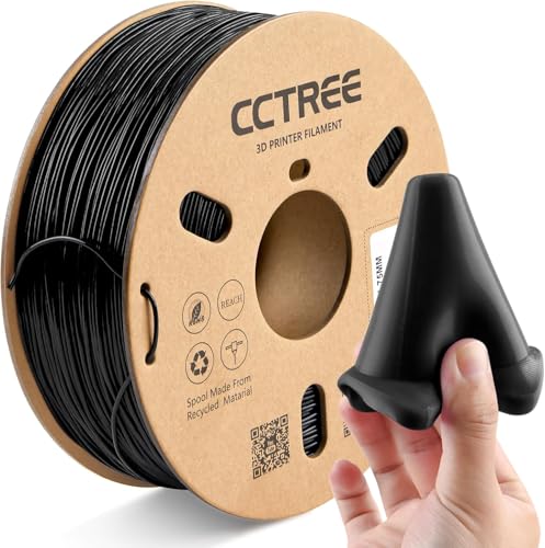 CCTREE TPU Filament 1.75mm, 1kg Spool (2.2 lbs), Flexible 3D Drucker Filament, Shore Hardness 95A, High Elasticity & Impact Resistance, Dimensional Accuracy ±0.03mm, Schwarz von CCTREE