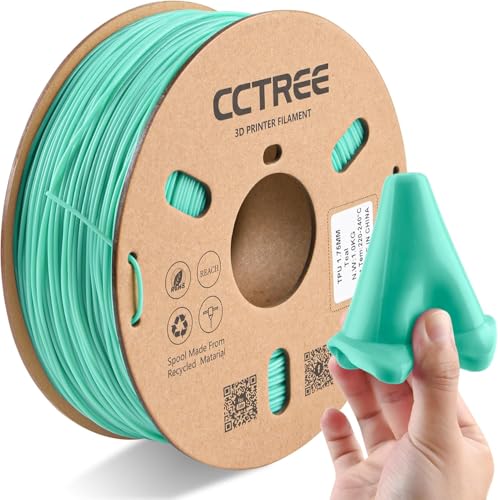 CCTREE TPU Filament 1.75mm, 1kg Spool (2.2 lbs), Flexible 3D Drucker Filament, Shore Hardness 95A, High Elasticity & Impact Resistance, Dimensional Accuracy ±0.03mm, Teal von CCTREE