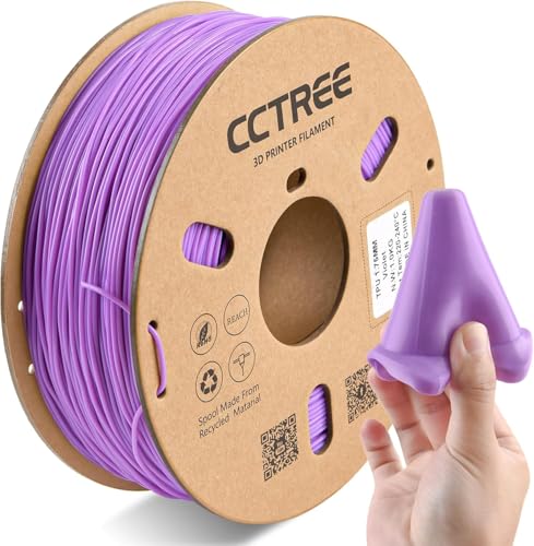 CCTREE TPU Filament 1.75mm, 1kg Spool (2.2 lbs), Flexible 3D Drucker Filament, Shore Hardness 95A, High Elasticity & Impact Resistance, Dimensional Accuracy ±0.03mm, Violett von CCTREE