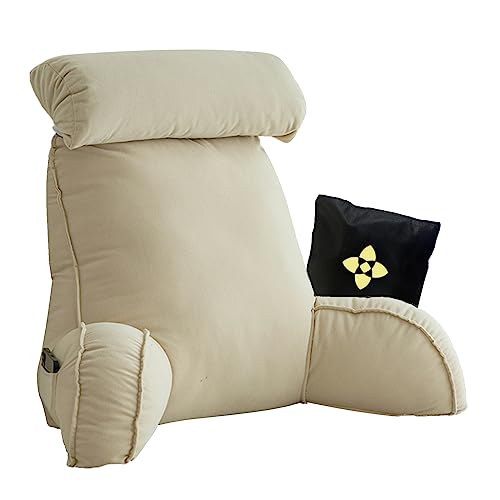 Bett Rückenlehne Lesekissen,Lesekissen für Bett und Sofa mit Armlehnen,Bett kissen Rückenkissen mit Waschbarer Bezug und Aufbewahrungsbeutel,Ideal als Rückenstütze Beim Lesen oder für Videospiele von CCTSA