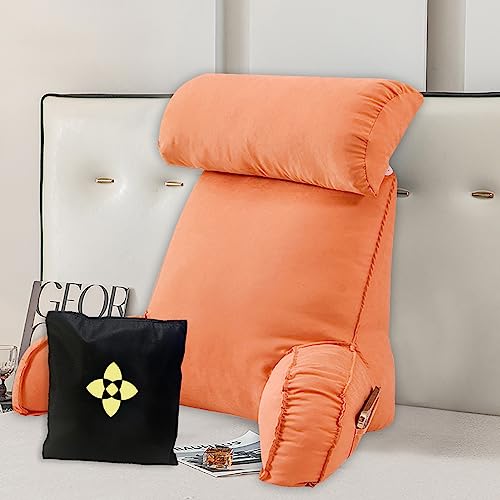 CCTSA Großes Lesekissen für Bett und Sofa, Arm, Rücken, Bettruhekisse mit abnehmbarem Bezug und Taschen, Rückenlehnenkissen Bett, Rückenkissen mit Armlehne, Bett Rückenlehne zum Sitzen,Lesen,Spielen von CCTSA