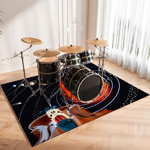 Schallschutzmatte, Drum Teppich Schlagzeug Teppich, rutschfeste Trommel Teppiche, Professionelles Rechteckiges Elektronisches Jazz Schlagzeug Kit, Schallschutzteppich für Studio, Wohnung 120 x 100 cm von CCTSA