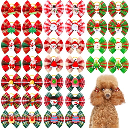 CCUUHJ Haarschleifen mit Gummibändern, Haar-Accessoires, Schleife, Haustierpflege, niedlich, klein, 20 Stück / 10 Paar (Weihnachten) von CCUUHJ