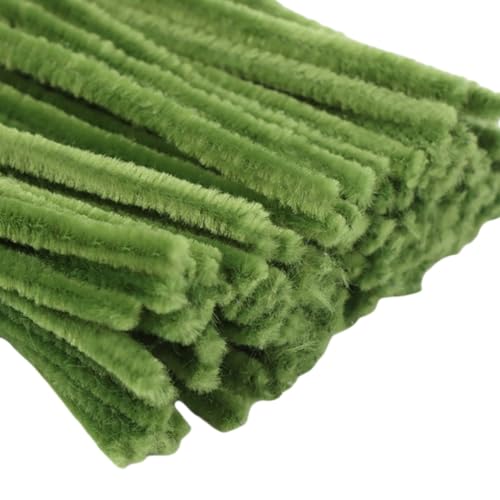 Pfeifenreiniger zum Basteln 100 Stück Chenilledraht Pfeifenputzer Lang 30 cm X 6mm Pipe Cleaner Basteln für DIY Handwerksprojekte (grün) von CCUUHJ