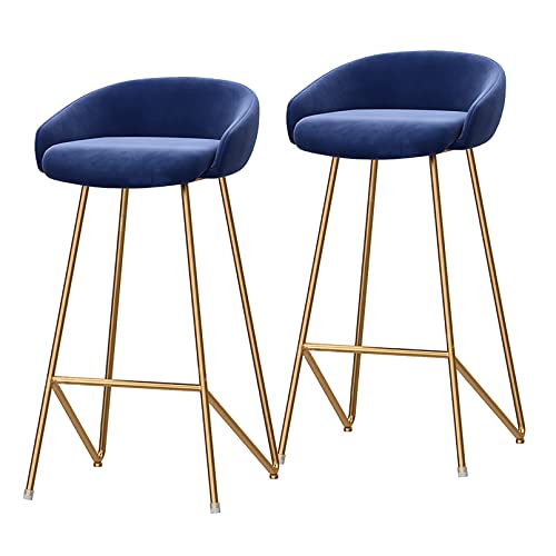 CCVAYE Stühle Barhocker, 29,5 Zoll hohe Barhocker 2er-Set, Barstuhl mit niedriger Rückenlehne für Kücheninseln aus Samt, Schwarze Metallbeine mit vergoldeten Fußstützen von CCVAYE