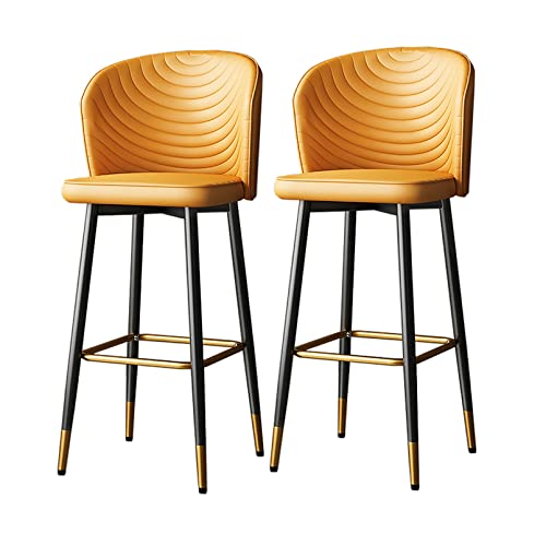 CCVAYE Stühle Barhocker, Industrieller Barhocker mit Rückenlehne für Theke Küche, Mid Century Drehbarer Barhocker Orange Barstühle, Thekenhocker für Pub von CCVAYE
