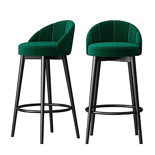 CCVAYE Stühle Barhocker, Moderne Samt-Barhocker, 2er-Set, Elegante gepolsterte Barhocker mit Rückenlehne und Fußstütze, hohe Stühle mit schwarzem Metall L von CCVAYE
