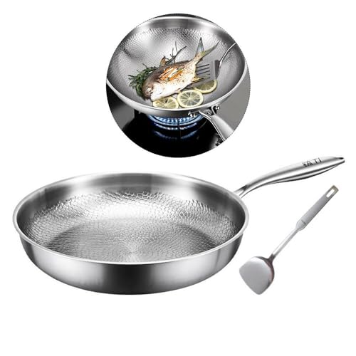 Titan Bratpfanne mit Deckel und Spatel, Titanium Pfanne Pro, Antihaft Gehämmerter Wok Titanpfanne, Premium Uncoated Titanium Bratpfanne für die Küche Kochen, Uncovered-30CM von CCVVBFD