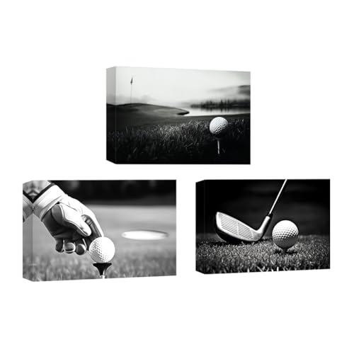 CCWACPP 3 Paneele, Golf-Leinwand, Wandkunst, Schwarz-Weiß-Golfplatz-Bilder, Drucke, Freizeit- und Sportgemälde, moderne Bürodekoration, Rahmen CCWACPP 3 Paneele, Golf-Leinwand, Wandkunst, Schwarz-Weiß-Golfplatz-Bilder, Drucke, Freizeit- und Sportgemälde, moderne Bürodekoration, Rahmen von CCWACPP