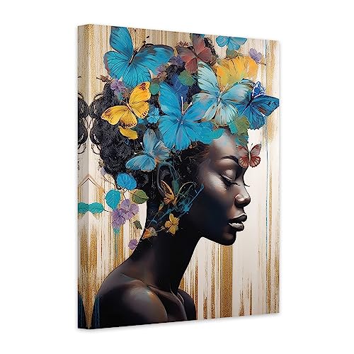 CCWACPP African American Wall Art Black Woman Painting Sunflower Portrait Poster Black Queen Picture Black Girl Cavnas Prints for Home Decor von CCWACPP
