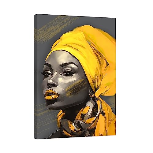 CCWACPP African American Women Wall Art Black Woman Canvas Picture Teal Abstract Woman Painting Print for Living Room Bedroom Decor Frame von CCWACPP