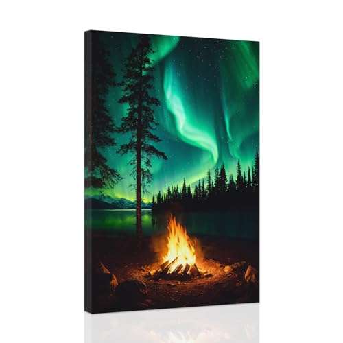 CCWACPP Aurora Borealis Leinwandbilder Nordlichter Malerei Natur Wanddrucke Landschaft Schnee Berge Wanddekoration für Wohnzimmer Schlafzimmer Zuhause gerahmt (D, (30.00 x 45.00 cms)) von CCWACPP