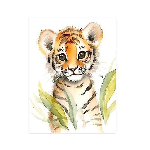 CCWACPP Baby Aquarell Tiere Wandbilder Tiger Bild Wald Safari Tier Poster Kinderzimmer Tier Leinwanddrucke für Kinderzimmer Dekor Kein Rahmen 60x90 cm CCWACPP Baby Aquarell Tiere Wandbilder Tiger Bild Wald Safari Tier Poster Kinderzimmer Tier Leinwanddrucke für Kinderzimmer Dekor Kein Rahmen 60x90 cm von CCWACPP