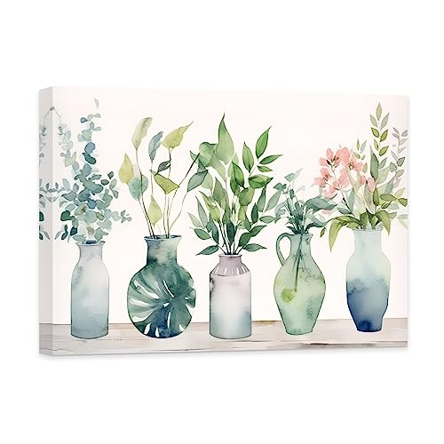 CCWACPP Bauernhaus Badezimmer Wanddekoration rustikale florale botanische Bilder ländliche Flasche und Blumenglas Leinwanddruck Wanddekoration 40x60 cm von CCWACPP