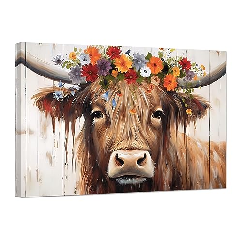 CCWACPP Bauernhoftier Leinwand Wandkunst Huhn Kunstdrucke Lustiger Hahn Bild Land Bauernhaus Esszimmer Küche Wanddekoration Gerahmt von CCWACPP