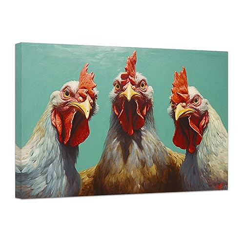 CCWACPP Bauernhoftier Leinwand Wandkunst Huhn Kunstdrucke Lustiger Hahn Bild Land Bauernhaus Esszimmer Küche Wanddekoration Gerahmt CCWACPP Bauernhoftier Leinwand Wandkunst Huhn Kunstdrucke Lustiger Hahn Bild Land Bauernhaus Esszimmer Küche Wanddekoration Gerahmt von CCWACPP