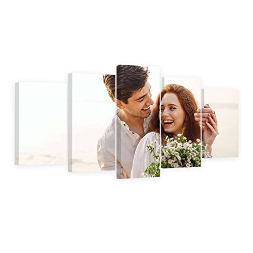CCWACPP Benutzerdefinierte 5 teilige Wandbilder personalisierte Leinwanddrucke mit Ihren Fotos individuelle Poster Geschenke fertig zum Aufhängen 125x60 cm von CCWACPP