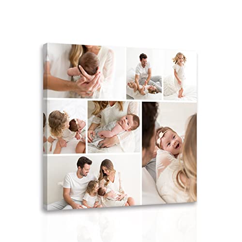CCWACPP Benutzerdefinierte Collage Leinwanddrucke mit Ihren Fotos Personalisierte Wandbilder auf Leinwanddruck Individuelle Leinwand Wanddekoration 60x60 cm von CCWACPP