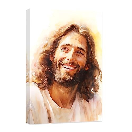 CCWACPP Jesus-Wandkunst, christliches Gemälde, Christus-Leinwanddrucke, Bild von Jesus, lachendes Christus-Lächeln, Poster, religiöse Heimdekoration von CCWACPP