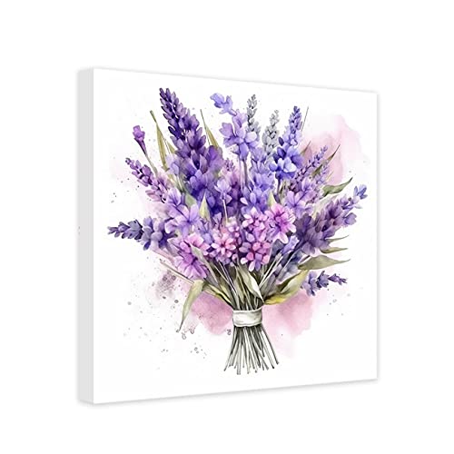 CCWACPP Lavendel Bilder Wanddekoration Blumen Leinwandbild lila Blumen Wanddruck modernes Kunstwerk Badezimmer Dekoration 30x30 cm von CCWACPP