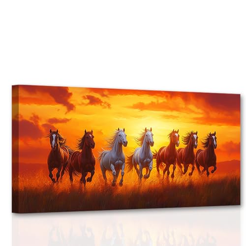 CCWACPP Leinwandbild mit laufendem Pferd Wildtierbilder 7 Pferderennen Gemälde Druck Wildtier-Poster großes Wohnzimmer- und Bürodekor gerahmt (30L x 60B cm) von CCWACPP