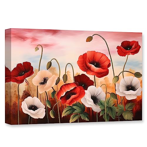 CCWACPP Mohnblumen-Leinwand-Kunst, rote Mohnblumen, Gemälde, Druck, Blumenbilder, Wanddekoration, Ölgemälde-Stil, Schlafzimmer, Dekorrahmen, Mohnblume – 2, 40 x 60 cm von CCWACPP