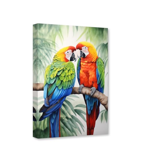 CCWACPP Papagei-Leinwand-Kunst, Vögel, Bilder, Wanddekoration, bunter Papagei auf Zweig, Druck, Gemälde Dekor, Rahmen (Papagei - 1, 40.00 x 60.00 cms) von CCWACPP