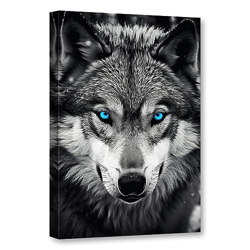 CCWACPP Wolf Leinwand Wandkunst Tierbild Wanddekoration Schwarz und Weiß Tiere Gemälde Druck Kunstwerk Wohnzimmer Schlafzimmer Dekor Rahmen (Wolf – 2, 40 x 60 cm) von CCWACPP