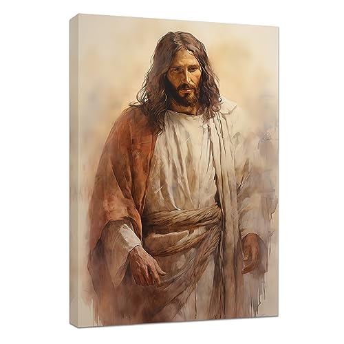 CCWACPP Jesus Wandkunst Christus Leinwanddruck christliche religiöse Gemälde Aquarell Jesus Poster für Schlafzimmer Wohnzimmer gerahmt von CCWACPP