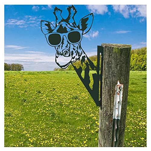 CCWORAN Metall Giraffe Garten Ornamente Für Zäune Dekorationen Outdoor Home Giraffe Tiere Garten Dekor Skulpturen Rost Gusseisen Silhouetten Baum Hof Wandkunst Geschenk Giraffe von CCWORAN