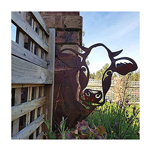 CCWORAN Metall Kuh Garten Ornamente Für Zäune Dekorationen Outdoor Home Kuh Tiere Garten Dekor Skulpturen Rostig Gusseisen Silhouetten Baum Hof ​​Wandkunst Geschenk Kuh1 von CCWORAN