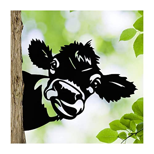 CCWORAN Metall Kuh Garten Ornamente Für Zäune Dekorationen Outdoor Home Kuh Tiere Garten Dekor Skulpturen Rostig Gusseisen Silhouetten Baum Hof ​​Wandkunst Geschenk Kuh2 von CCWORAN