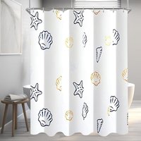 Ccykxa - 1 Set 120 x 200 cm, kleiner Seestern-Duschvorhang mit Ösen und 6 Duschvorhangringen, beschwerter Saum, schimmelresistent, wasserdicht, von CCYKXA