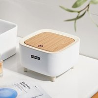 Ccykxa - 1 stück Mini-Mülleimer für den Schreibtisch, kleiner Tisch-Mülleimer mit Deckel in Knopfform, Tisch-Mülleimer mit Deckel in Holzoptik, für von CCYKXA