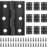 Ccykxa - 10 Stück 44 mm × 32 mm Klappscharniere, Edelstahl, schwarz, kleine Scharniere, für Türen, Fenster, Schränke mit 60 Schrauben von CCYKXA