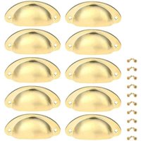 10 Stück goldene Möbelgriffschale, Vintage-Griff für Schublade, Schrank, 82 mm, Schranktürknauf mit Schrauben - Ccykxa 10 Stück goldene Möbelgriffschale, Vintage-Griff für Schublade, Schrank, 82 mm, Schranktürknauf mit Schrauben - Ccykxa von CCYKXA