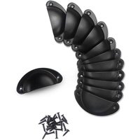 12 Stück schwarze Vintage-Muschelgriffe, Retro-Muschelgriffe für Schranktüren, Schubladen, gebogene Eisen-Türknöpfe (24 Schrauben) - Ccykxa von CCYKXA